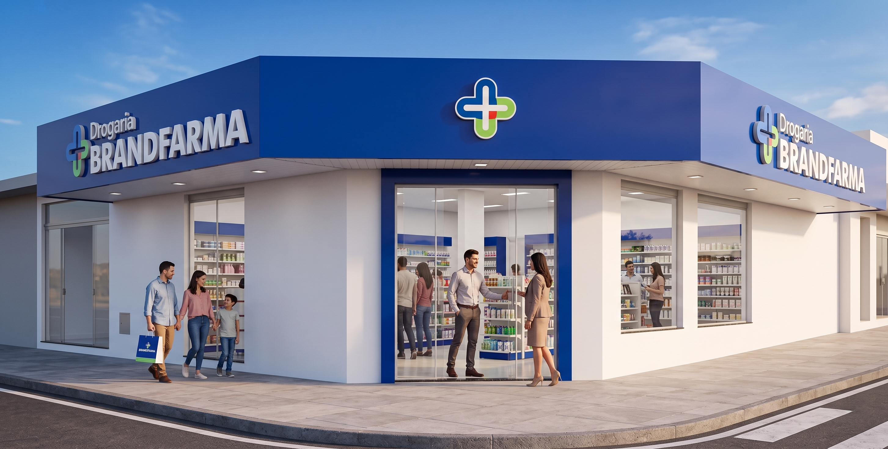 Ambiente limpo e organizado de farmácia